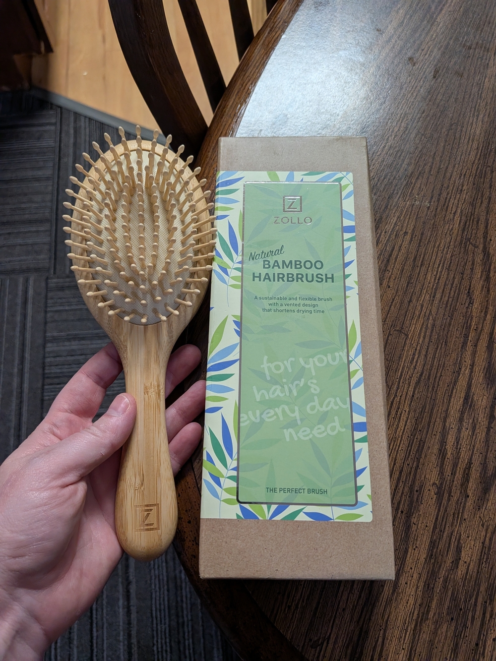 Natural Bamboo Hairbrush - Light Wood Paddle Brush